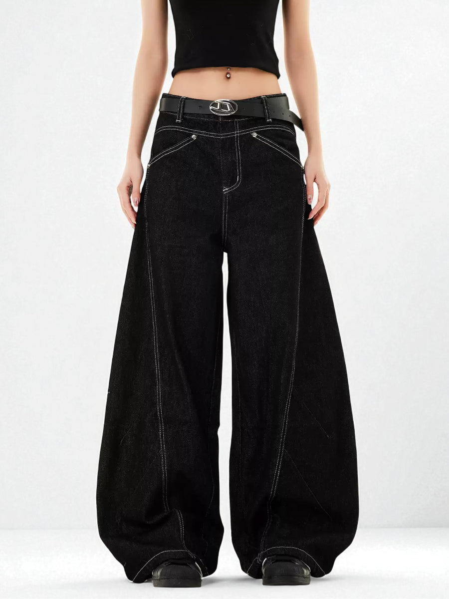 ステッチバルーンワイドデニムパンツ MN9022