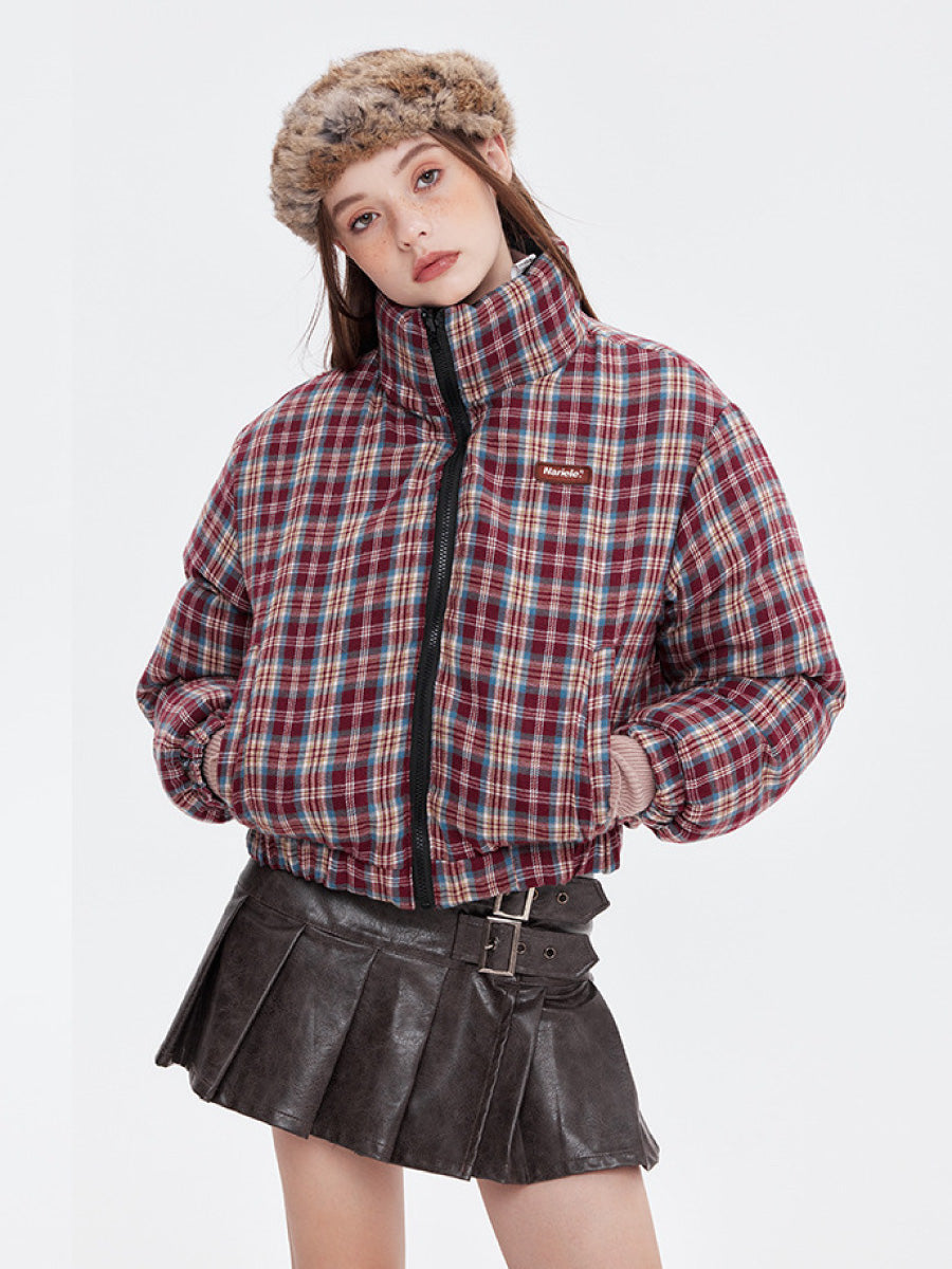 【M사이즈만 10일 이내에 신고】Reversible checked pattern Short Jacket NA7001