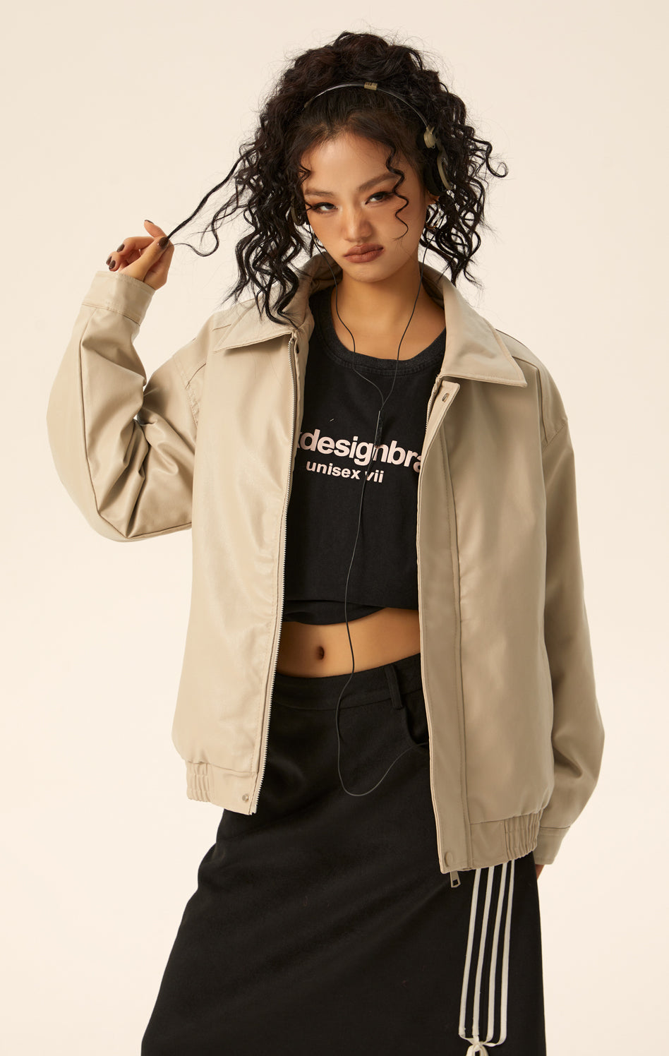 Simple PU leather jacket CT7002