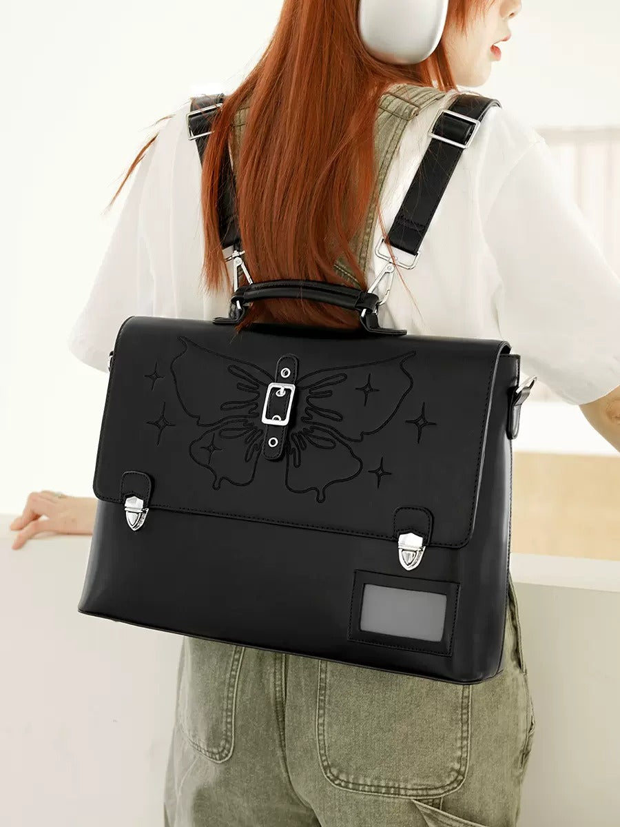 butterfly embroidery square design 3way bag BA016