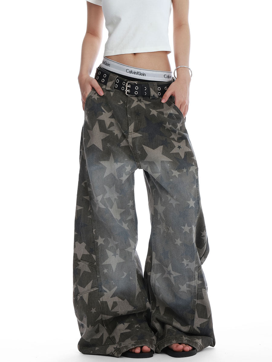 星柄 ワイドデニムパンツ MW10237