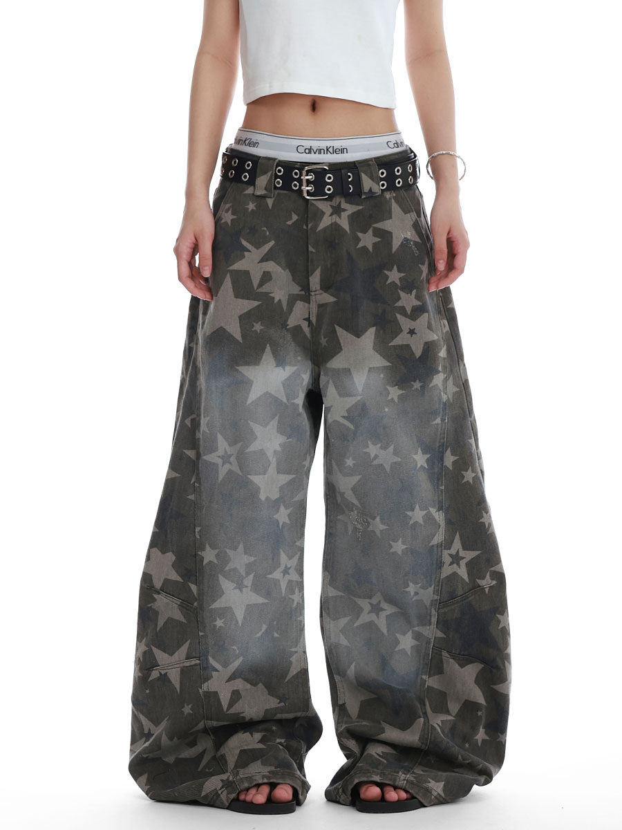 星柄 ワイドデニムパンツ MW10237