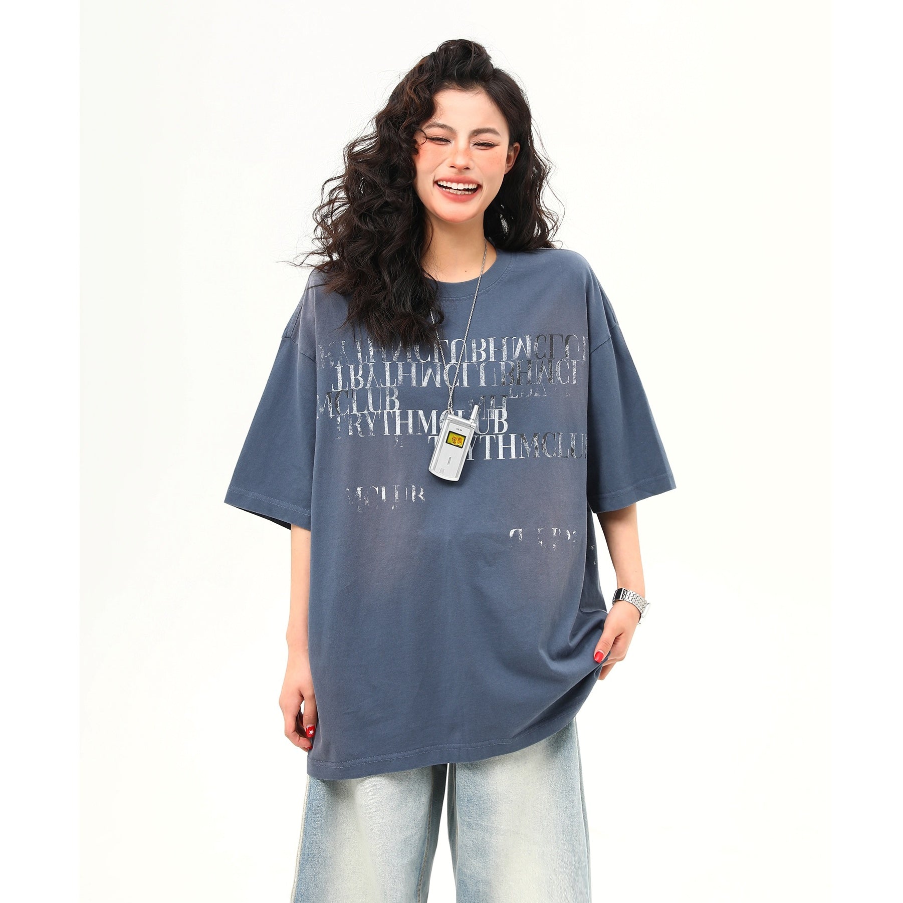 Letter Distressed Short Sleeve T-Shirt MW9924