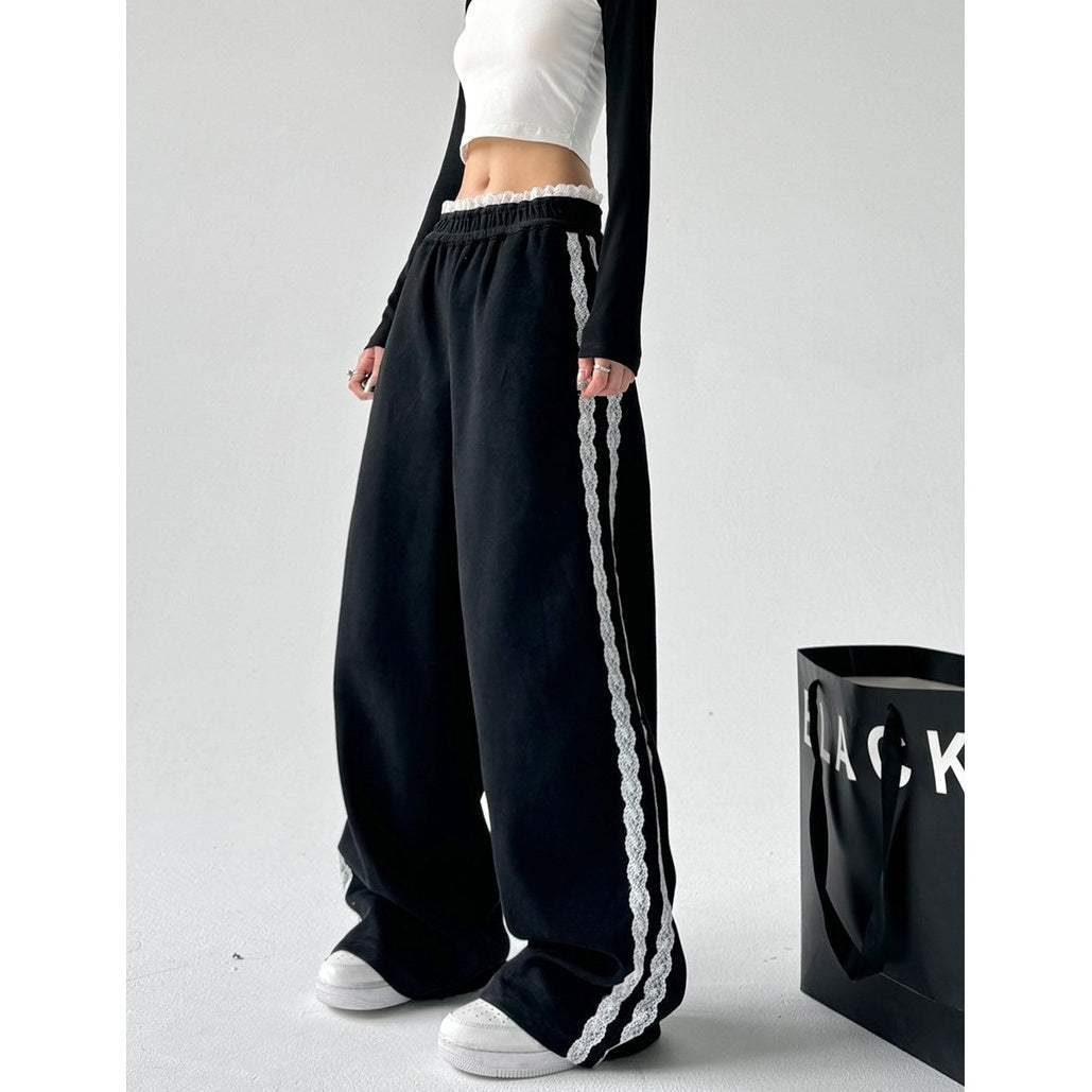 レースサイドダブルラインスウェットパンツ ZO1002