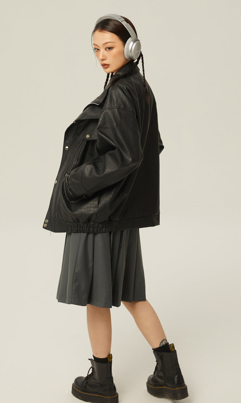 【일부 사이즈 10일 이내에 신고】PU 레더 재킷 W251