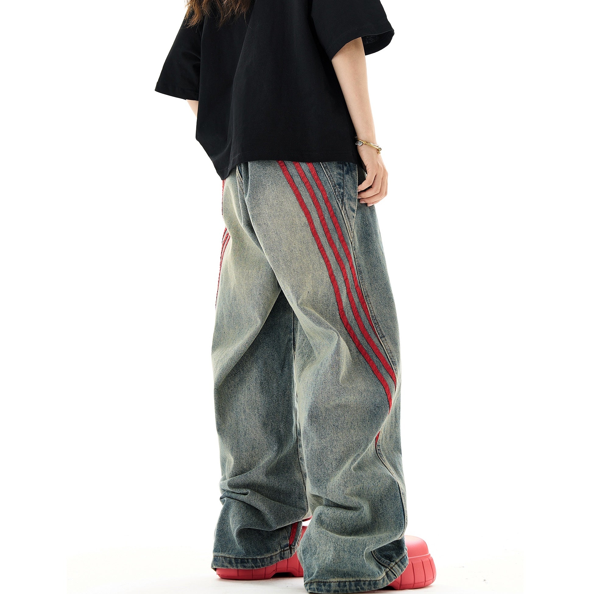 トリプルラインワイドジーンズ HG7055