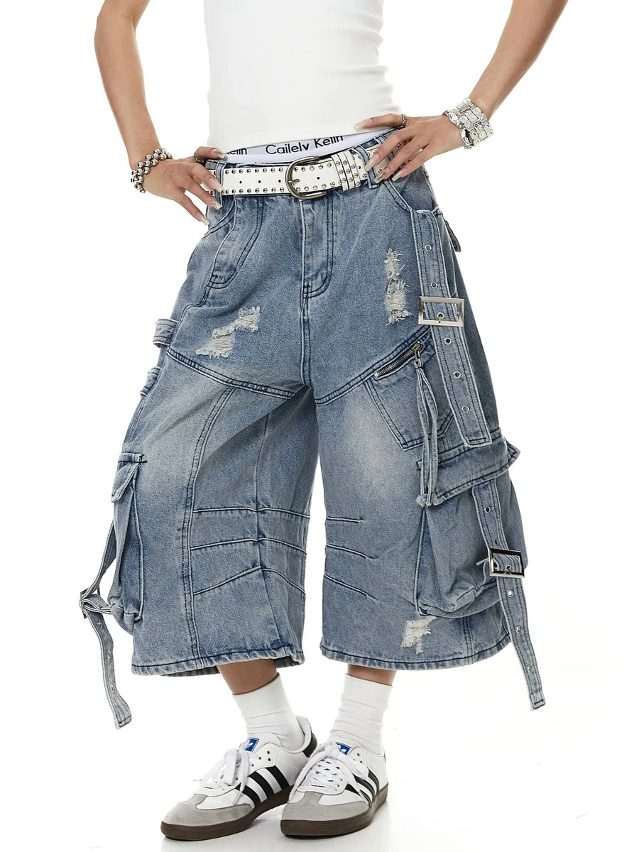 ダメージ加工デニムハーフパンツ MW10404
