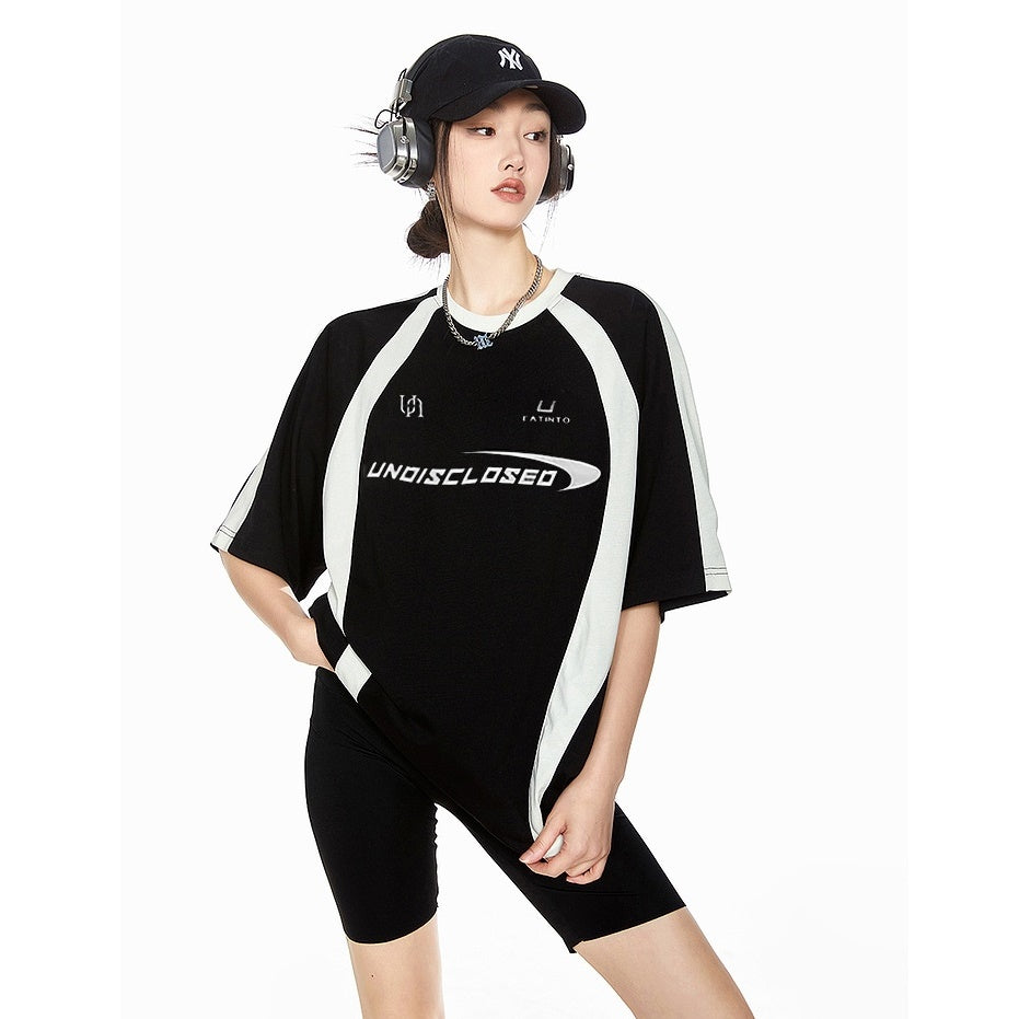 Sports Contrast Stitching Loose T-shirt MW9159