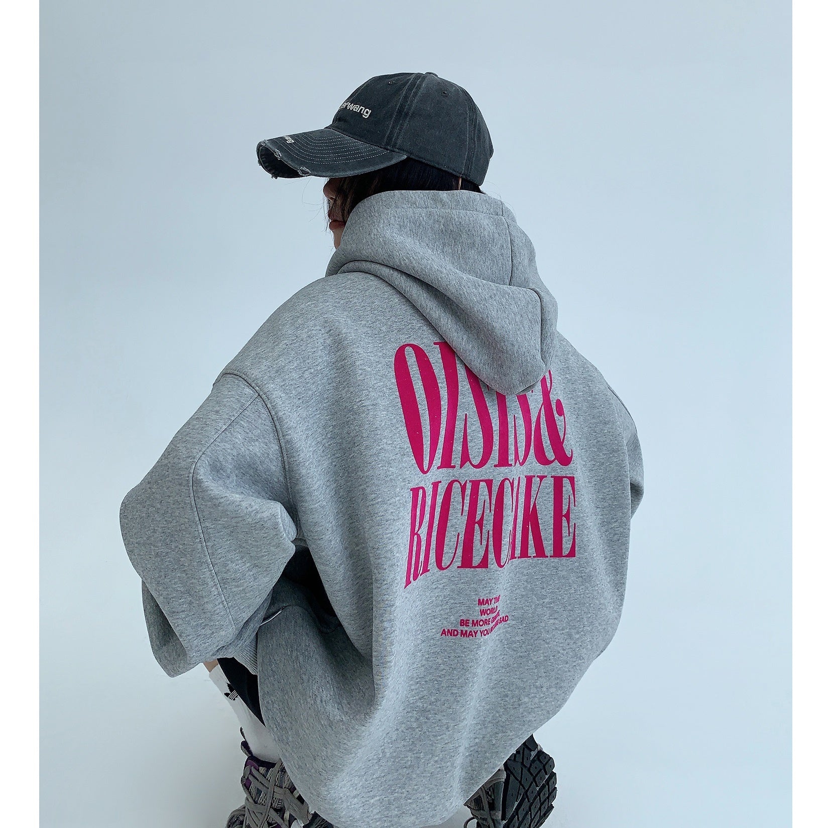 Flocking Print Hoodie MW9644