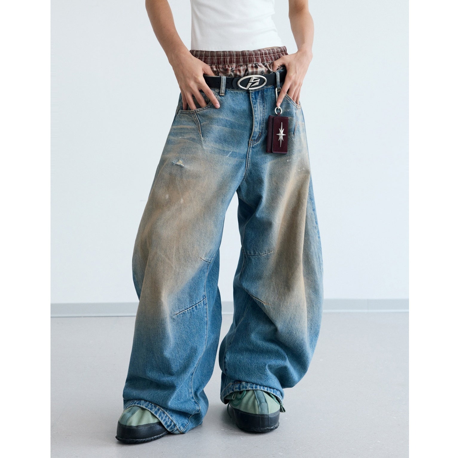 Yellow Mud Dyed Dirty Wide Scimitar Jeans PS7022