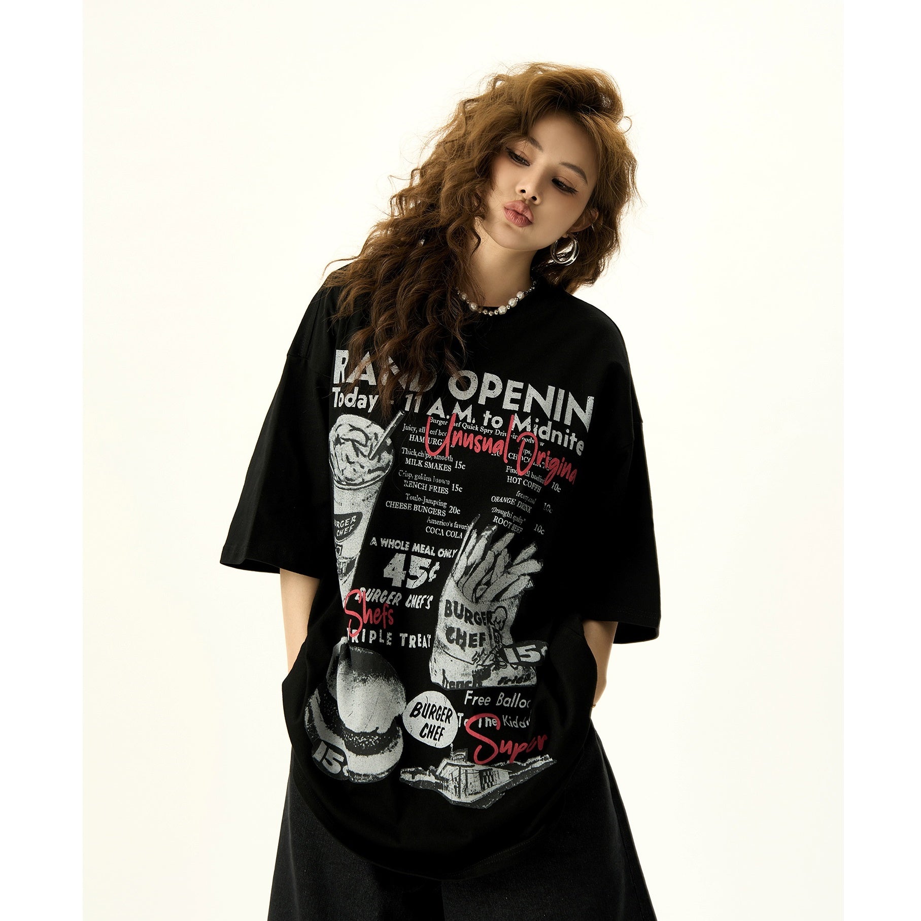 French Fries Burger Printed T-Shirt HG7063