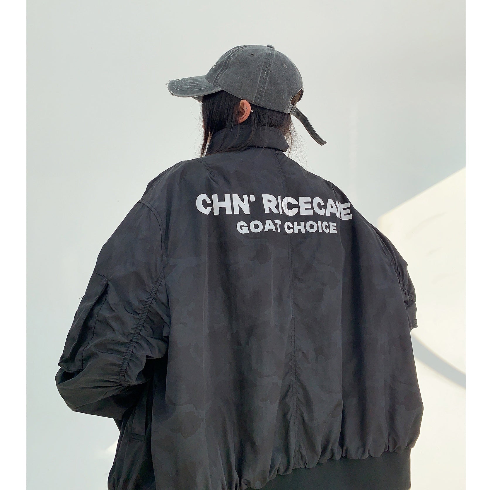 Camouflage Fabric Oversize Zip Jacket MW9831