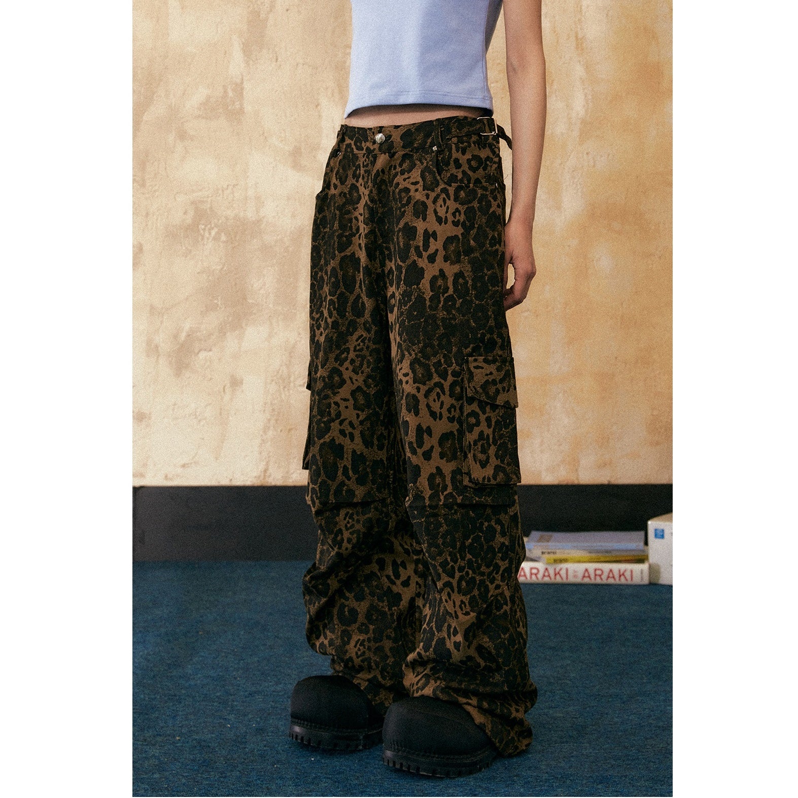Leopard Print Casual Loose Cargo Pants EZ108