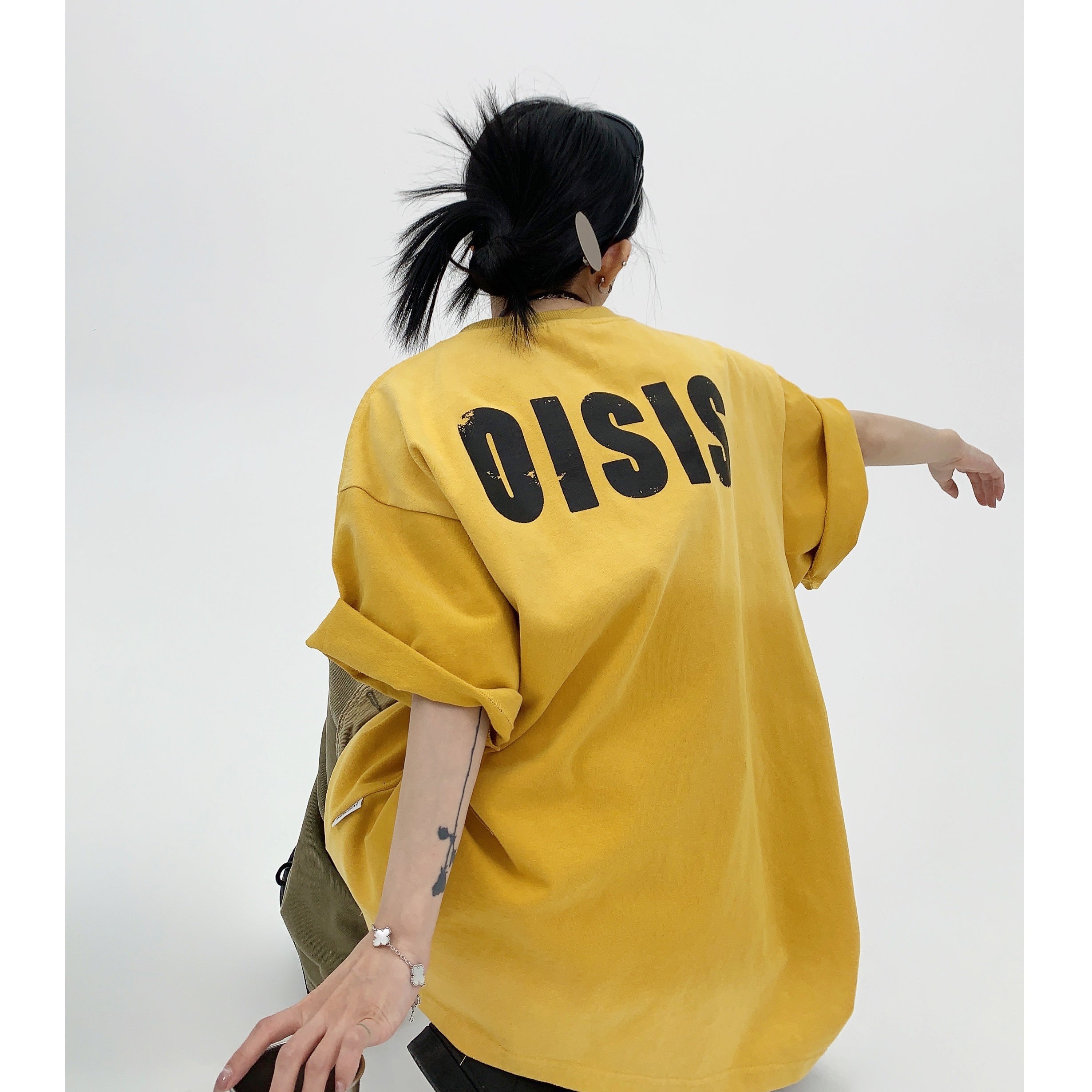 Simple Back Logo Print Oversize T-shirt MW9071