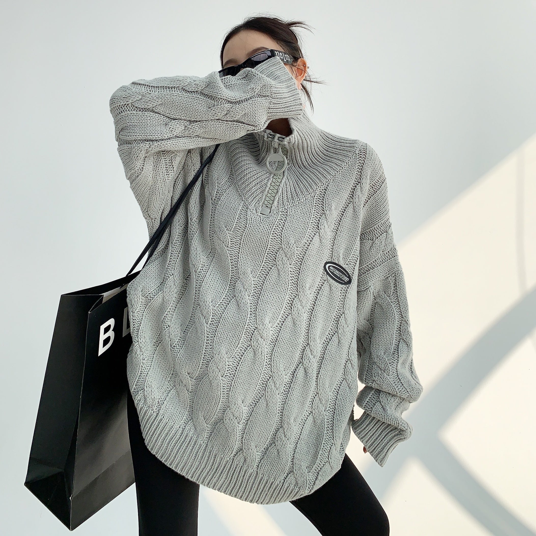 Stand Collar Half-ZIP Pullover Sweater MW9878