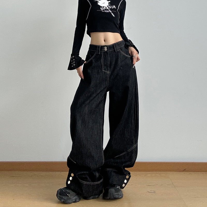 Cuff Design Loose Straight Jeans MW10187