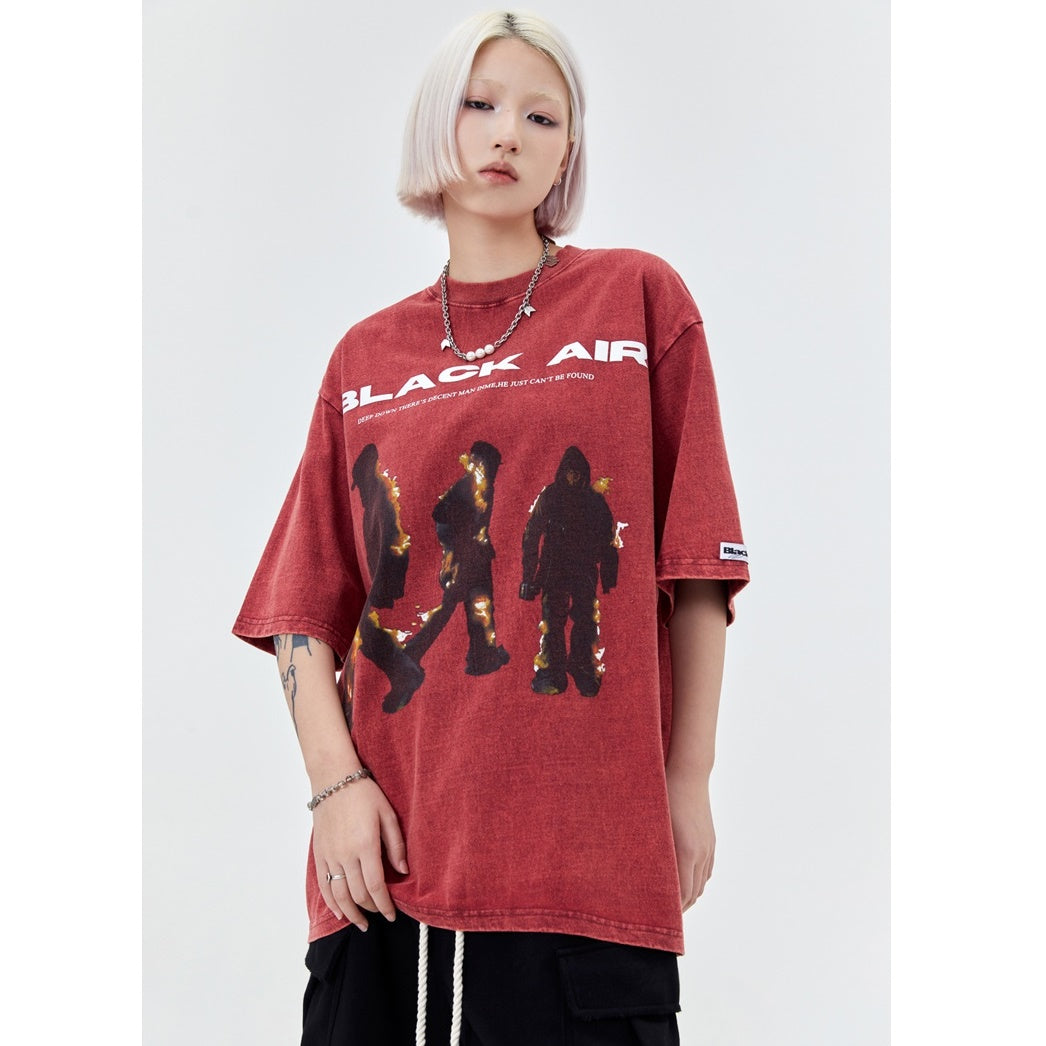 Over Size Washed Distressed T-Shirt ME016