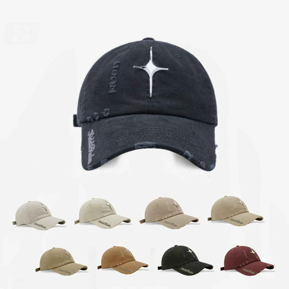 Ripped Cross Star Metal Cap MW10109