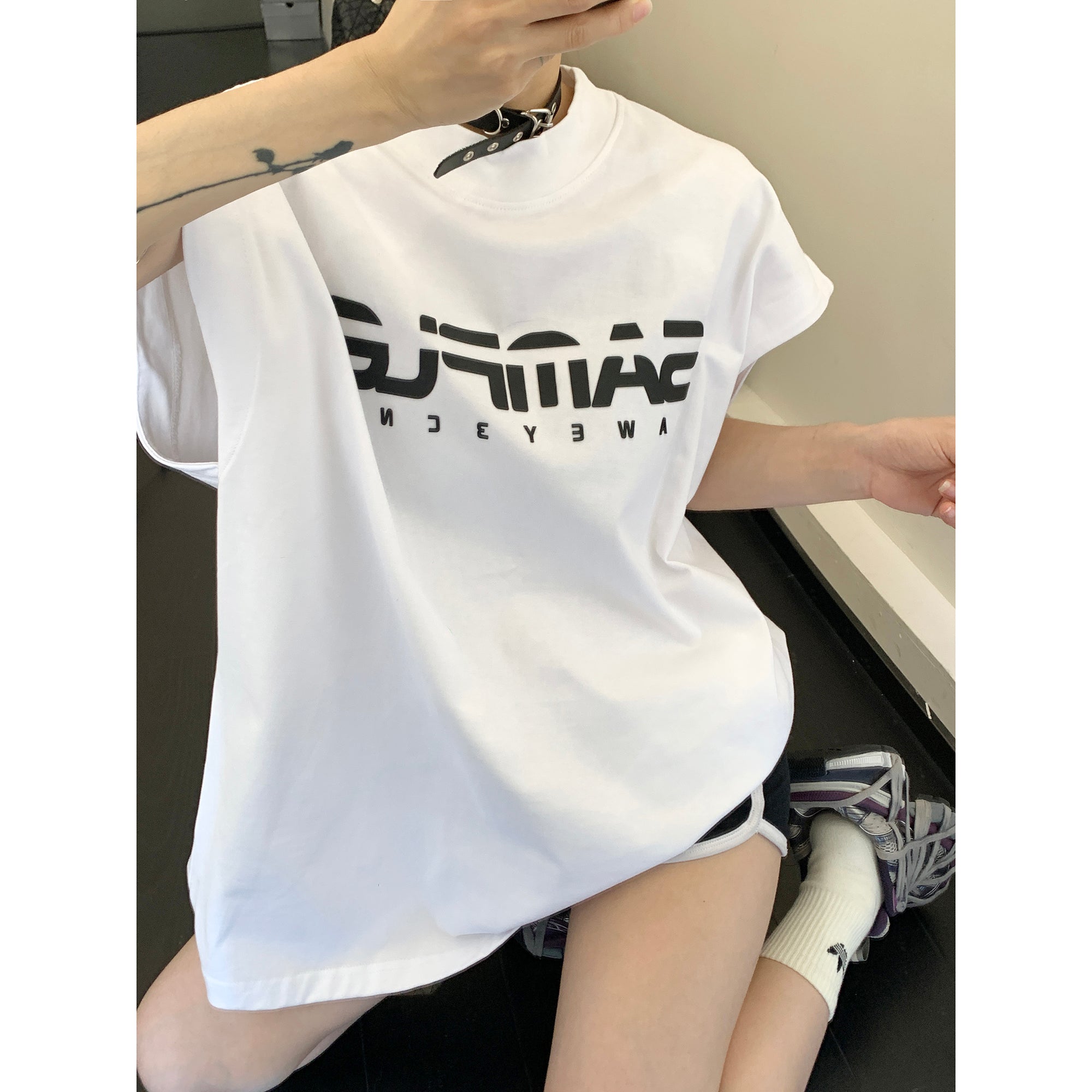 Oversize Sleeveless Graphic T-shirt MW9166