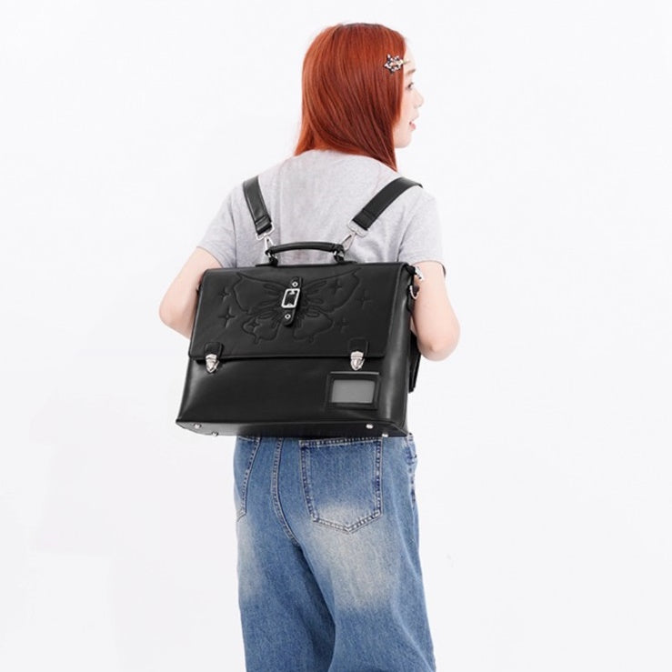 butterfly embroidery square design 3way bag BA016