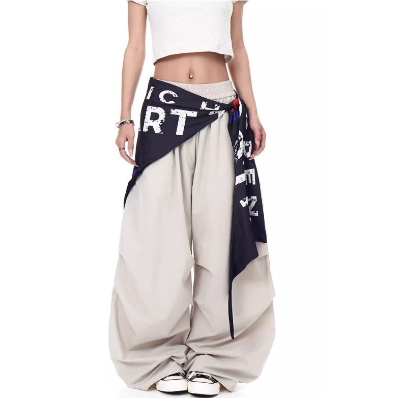 Cargo Paratrooper Curve Pants With Hip Curtain Scarf BK7005