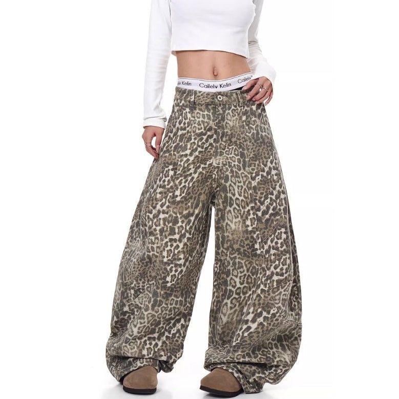 Leopard Print Banana Curve Jeans BK7001