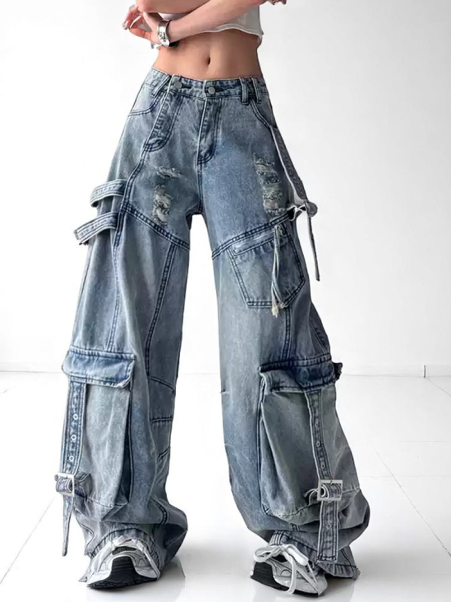 ダメージ加工オーバーサイズカーゴデニムパンツ CK2005