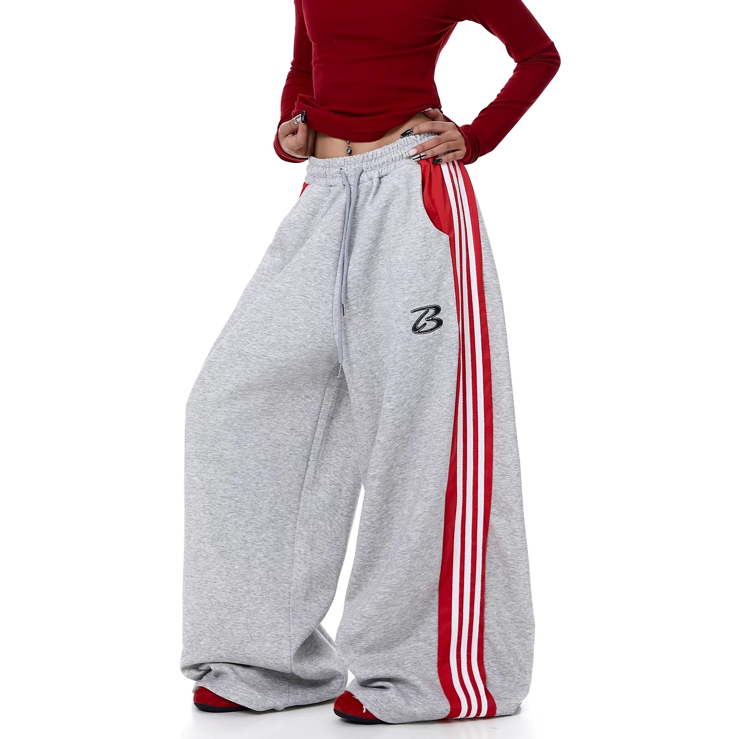 Contrast Striped Patchwork Curve Sweat Pants BK7072