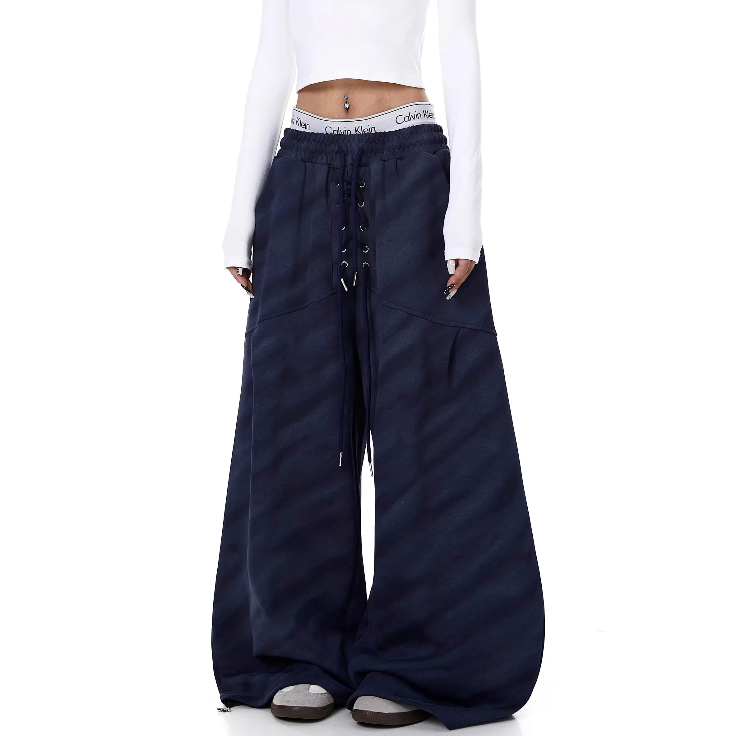 Drawstring Tie-dye Striped Curve Sweat Pants BK7071