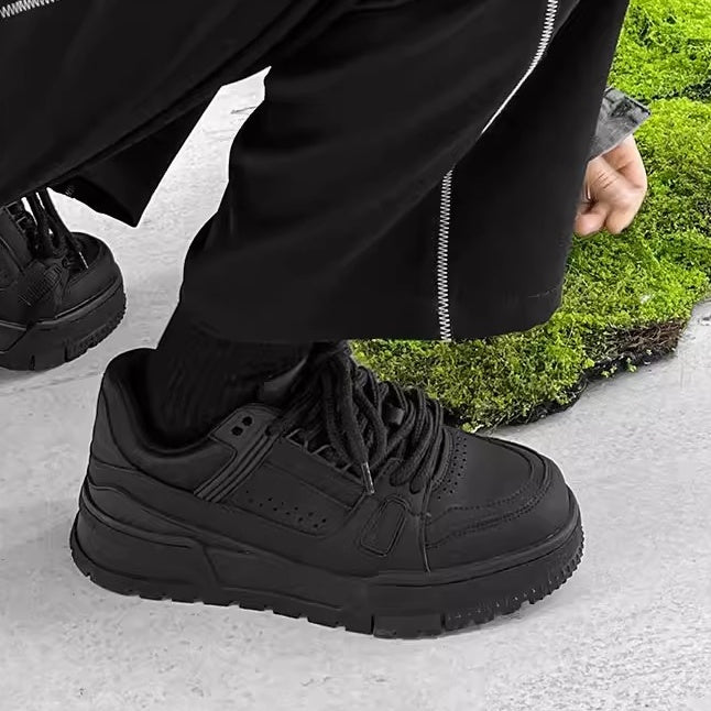 All Black Thick Sole Heightened Sneaker FG2004