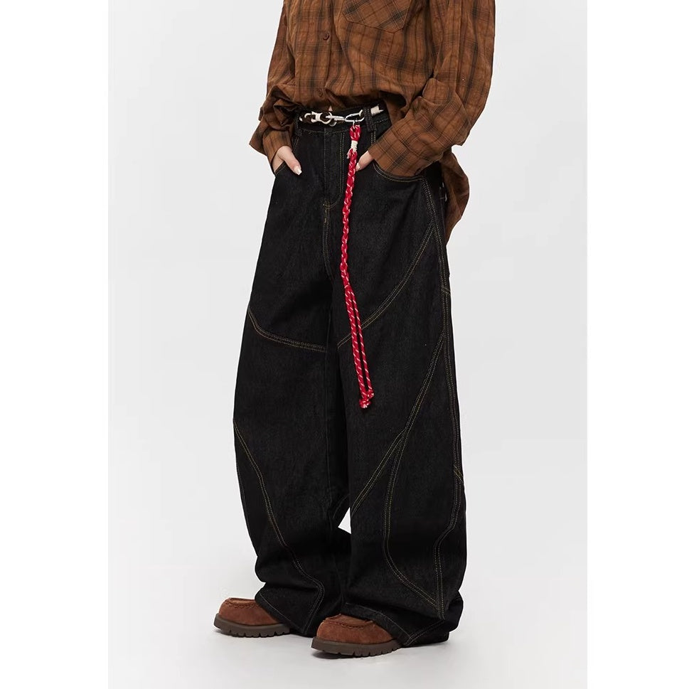 Patchwork Wide-leg Curve Jeans MW10321