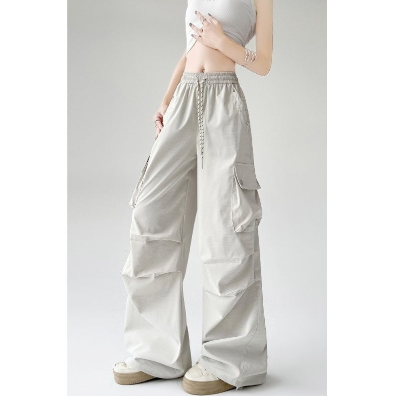 Loose High-waisted Drape Cargo Pants H1231