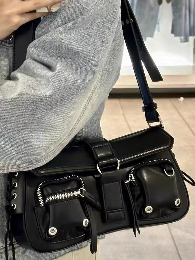 Side Lace-up Armpit Baguette Bag MW10209