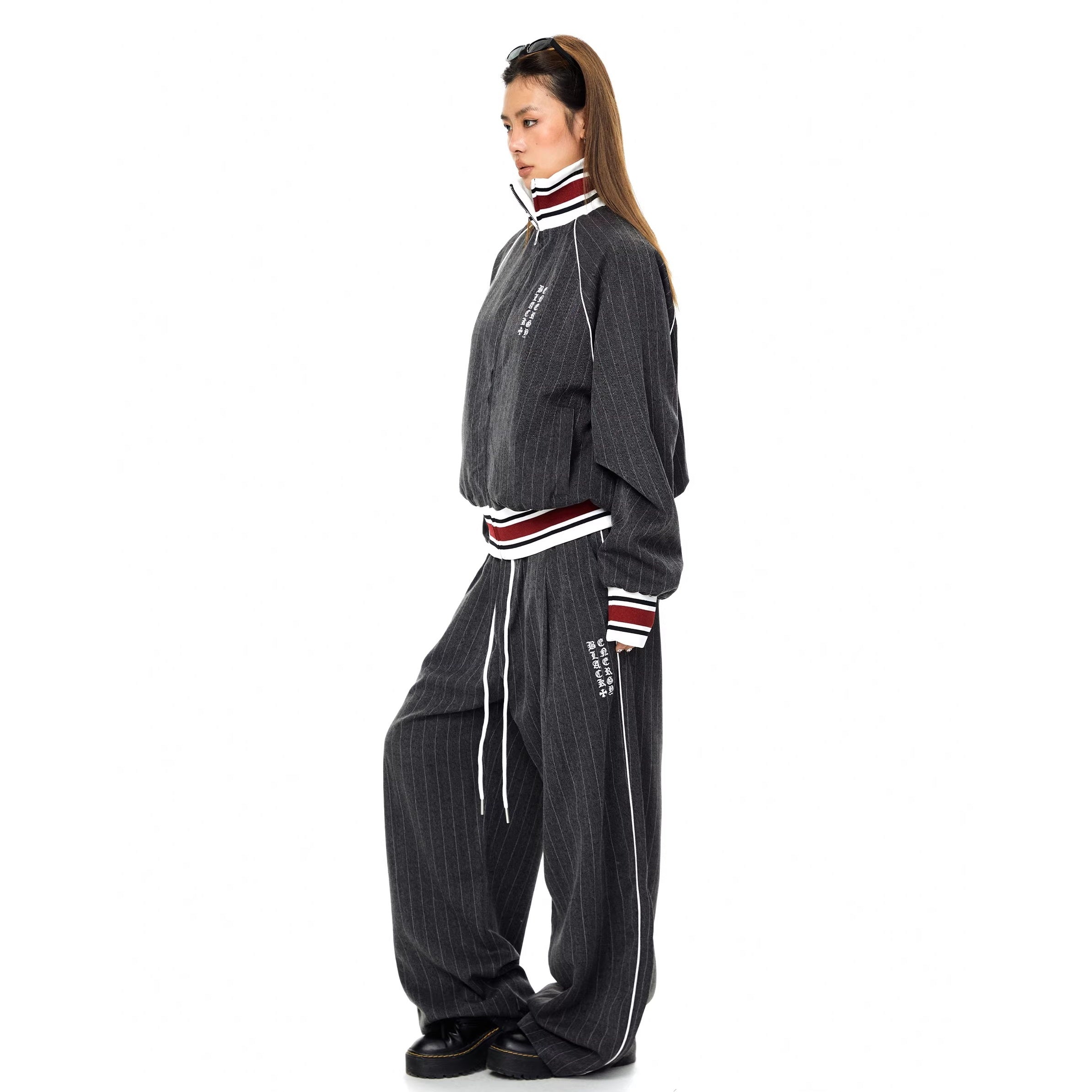 【上下別売り】Striped Stand-Collar Jacket & Track Pants MW10370