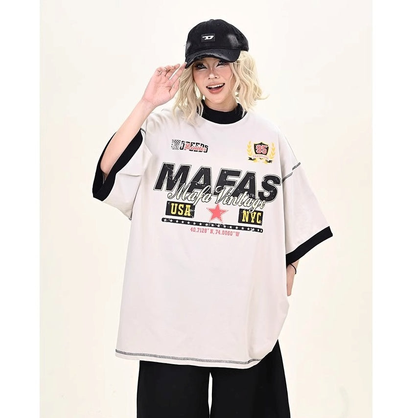 Sports Style Loose Print T-Shirt MW10165