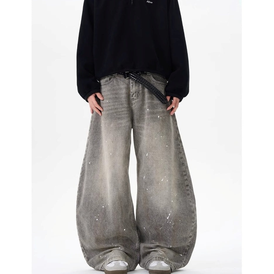 Retro Wash Ink Splash Curve Jeans MW10205