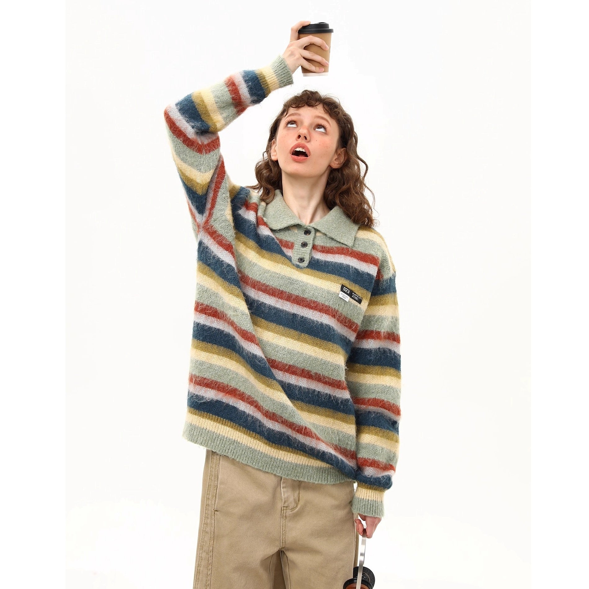 Polo Collar Multi Border Sweater MW10252