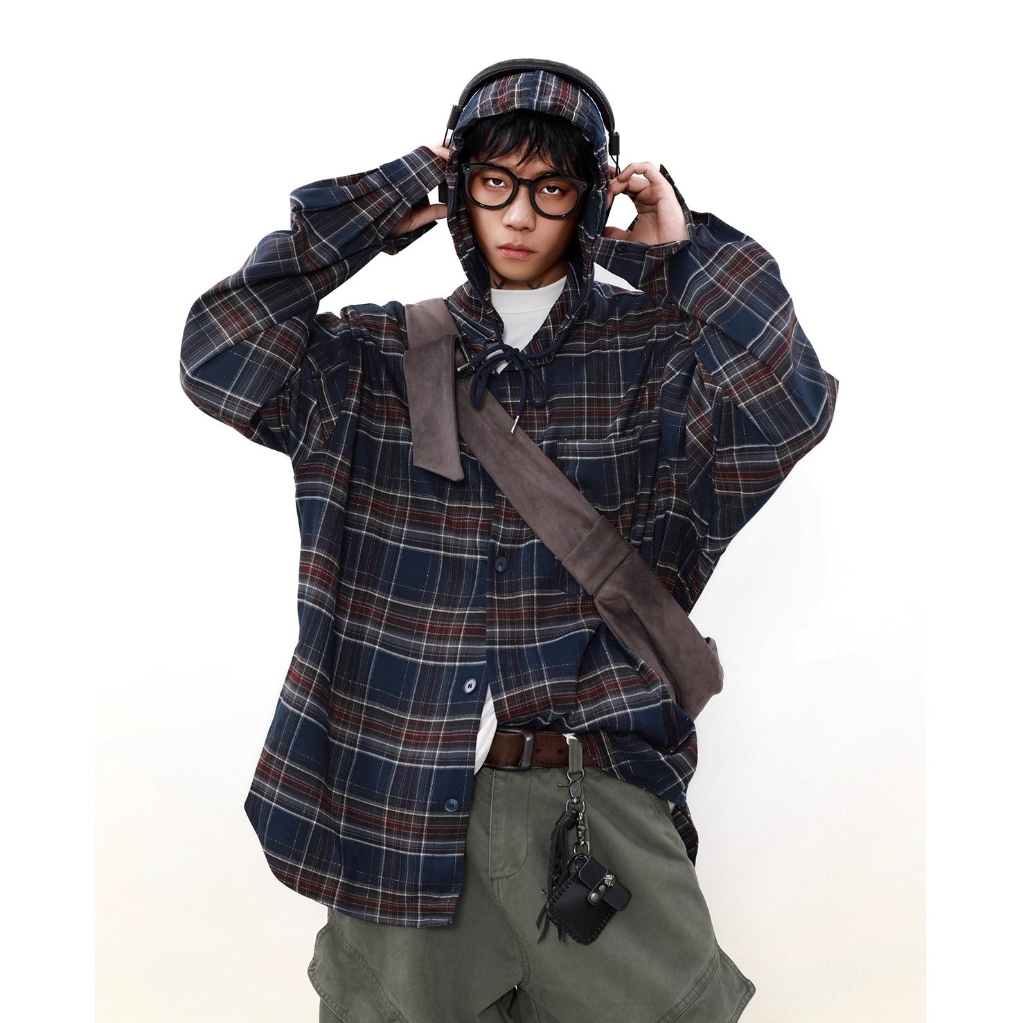 Vintage Plaid Hooded Shirt MR8024