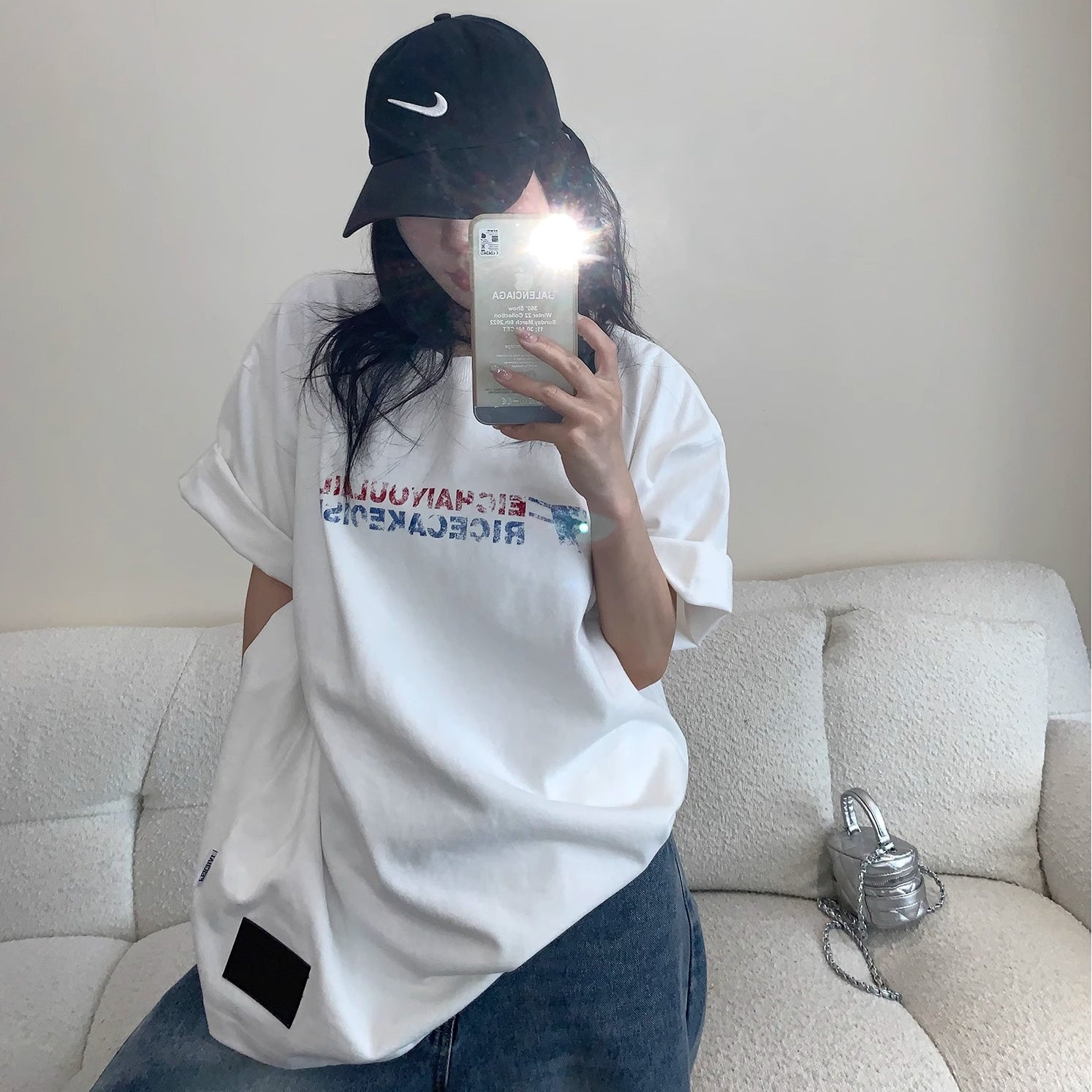 Simple Fuzzy Print T-Shirt MW10176