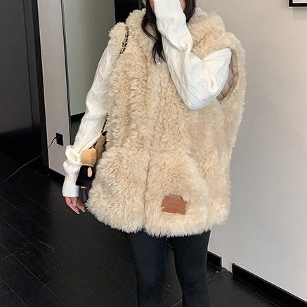 Fur Touch Loose Hooded Vest OS2063