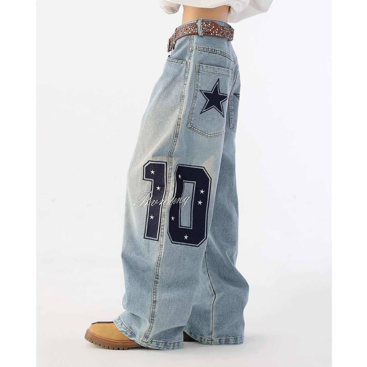 Vintage Embroidery Star Made Aged Curve Jeans AC7163