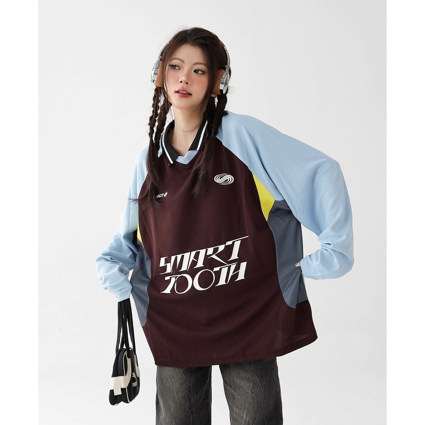 Contrast Raglan Sporty Long-sleeved T-shirt AC7129