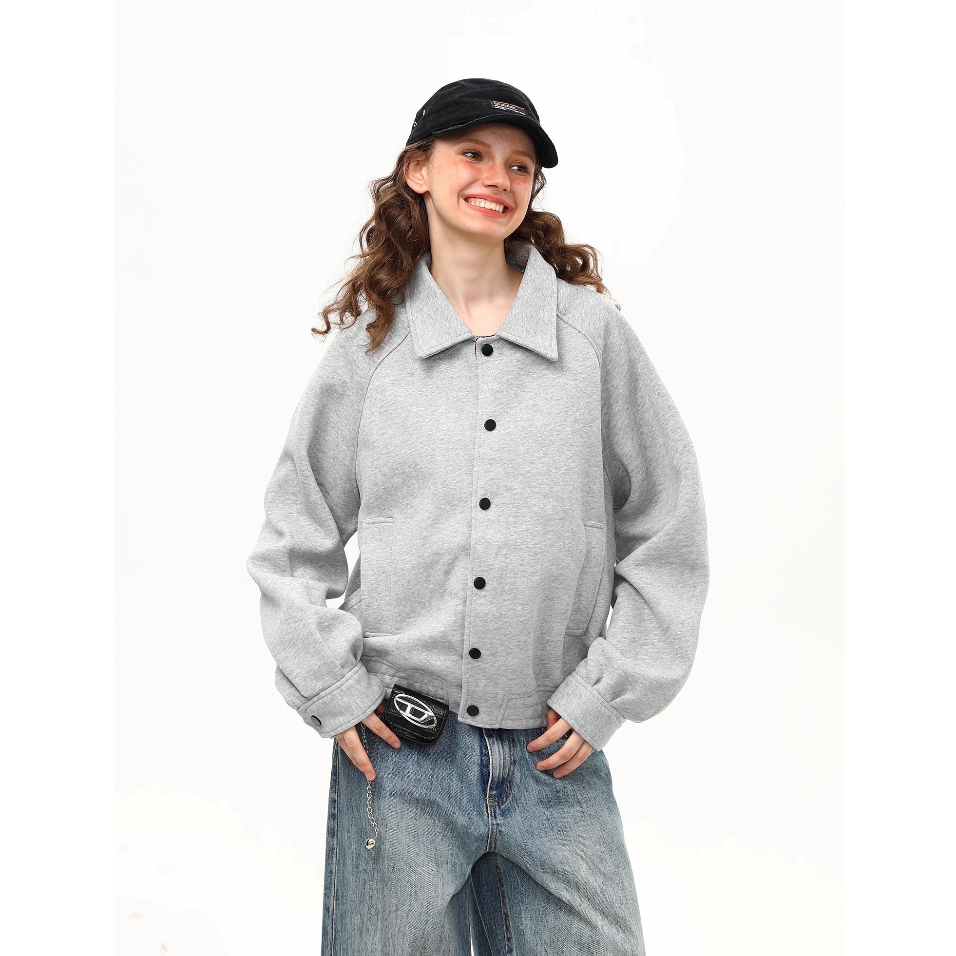 Square Collar Button-down Sweat Jacket MW10262