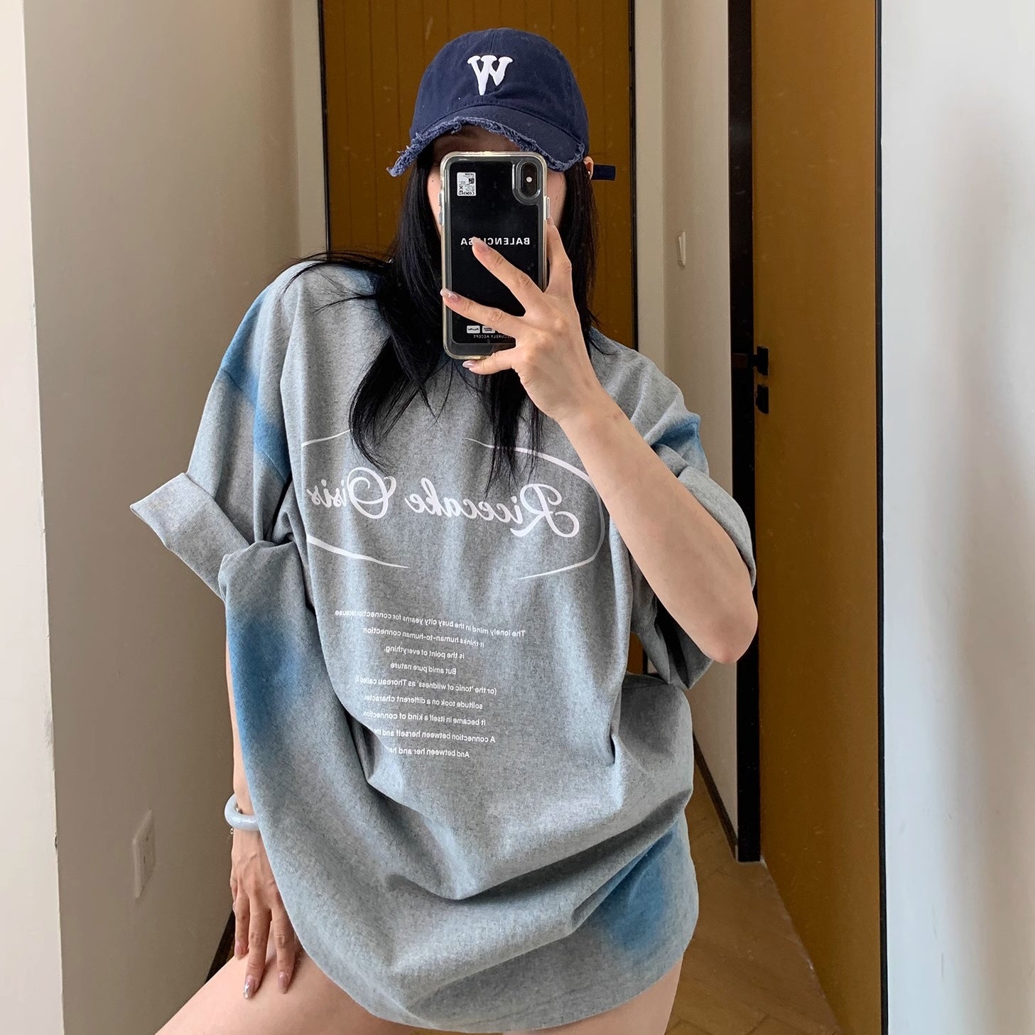 Spray Letters Print OverSize T-Shirt MW10177