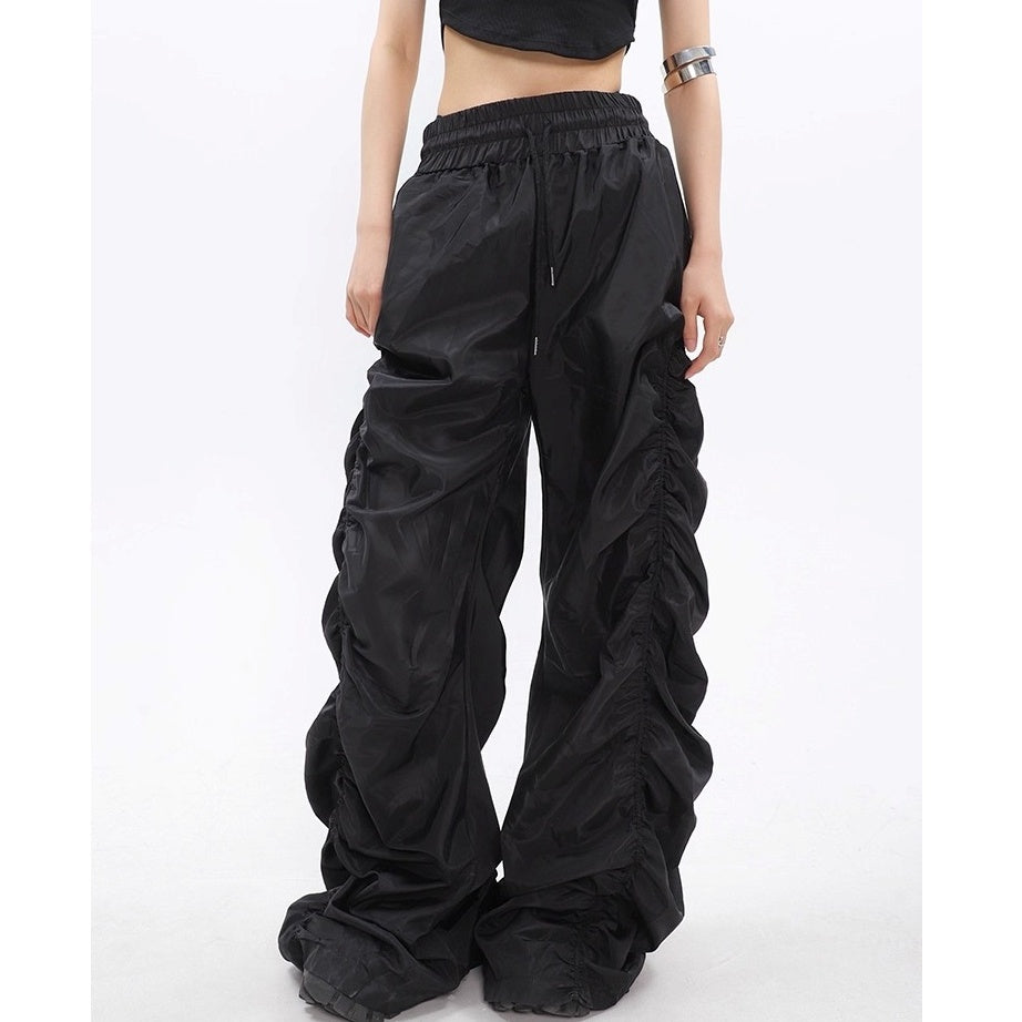 Side Gather High-waisted Loose Long Pants MW10256