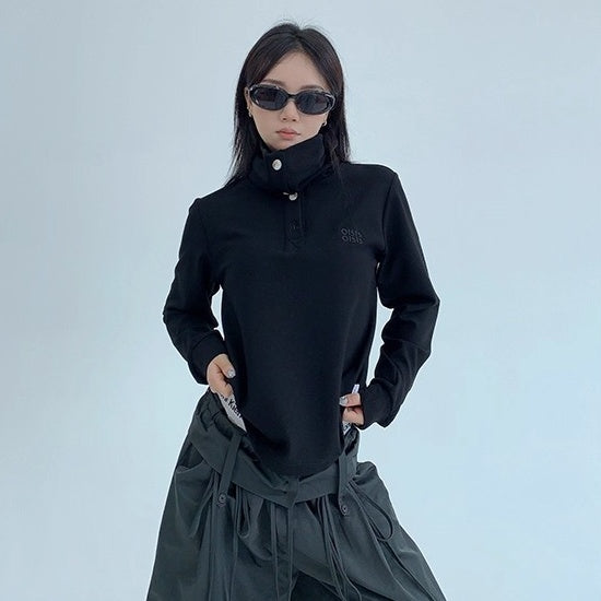 2Way High-Neck Slim Long Sleeve Cutsew OS2038