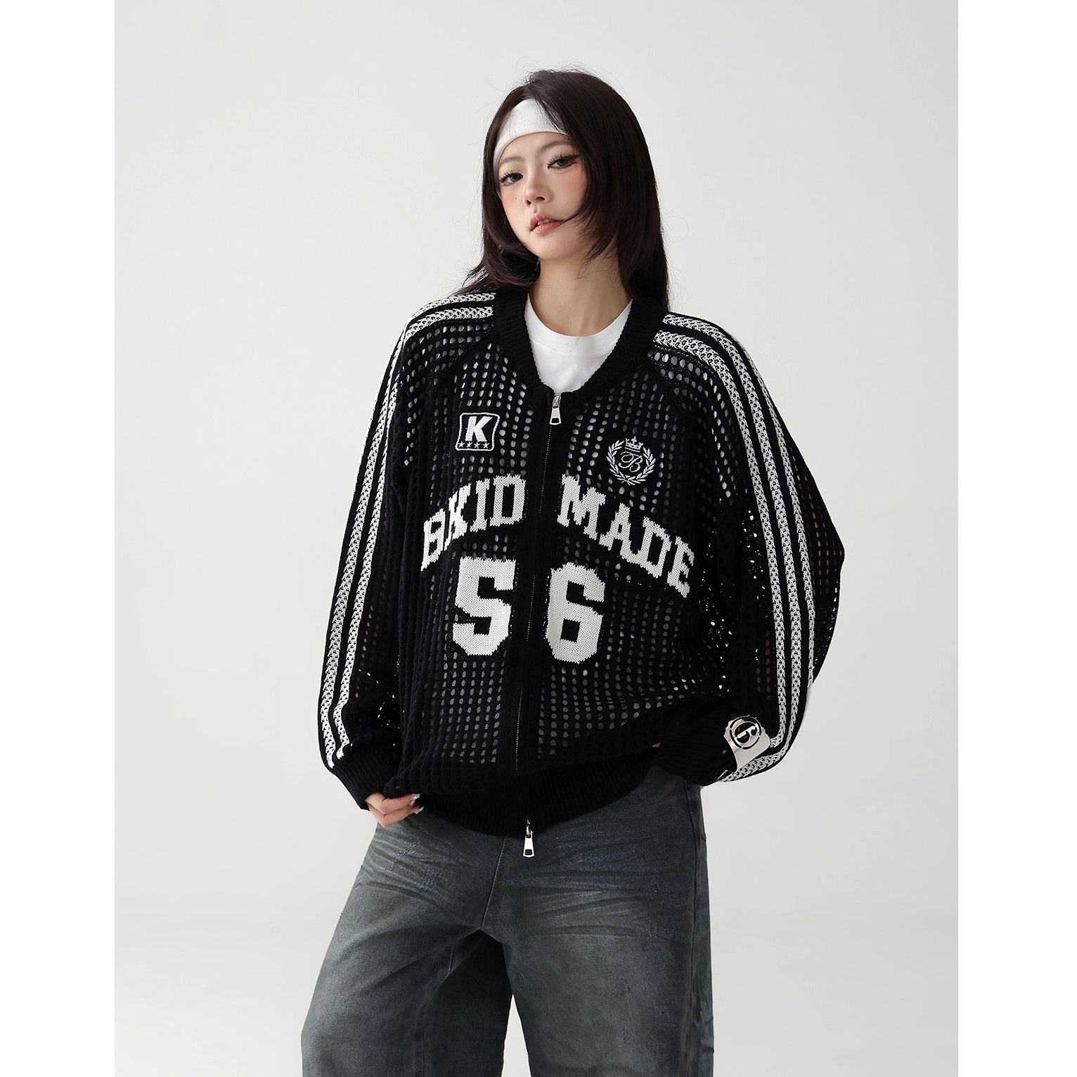 Sporty Mesh Cutout Cardigan AC7160