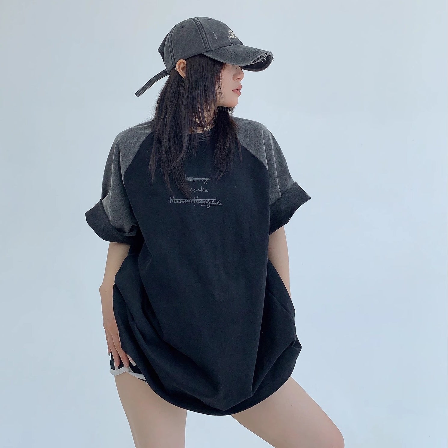 Raglan Sleeves Contrast T-Shirt MW10178