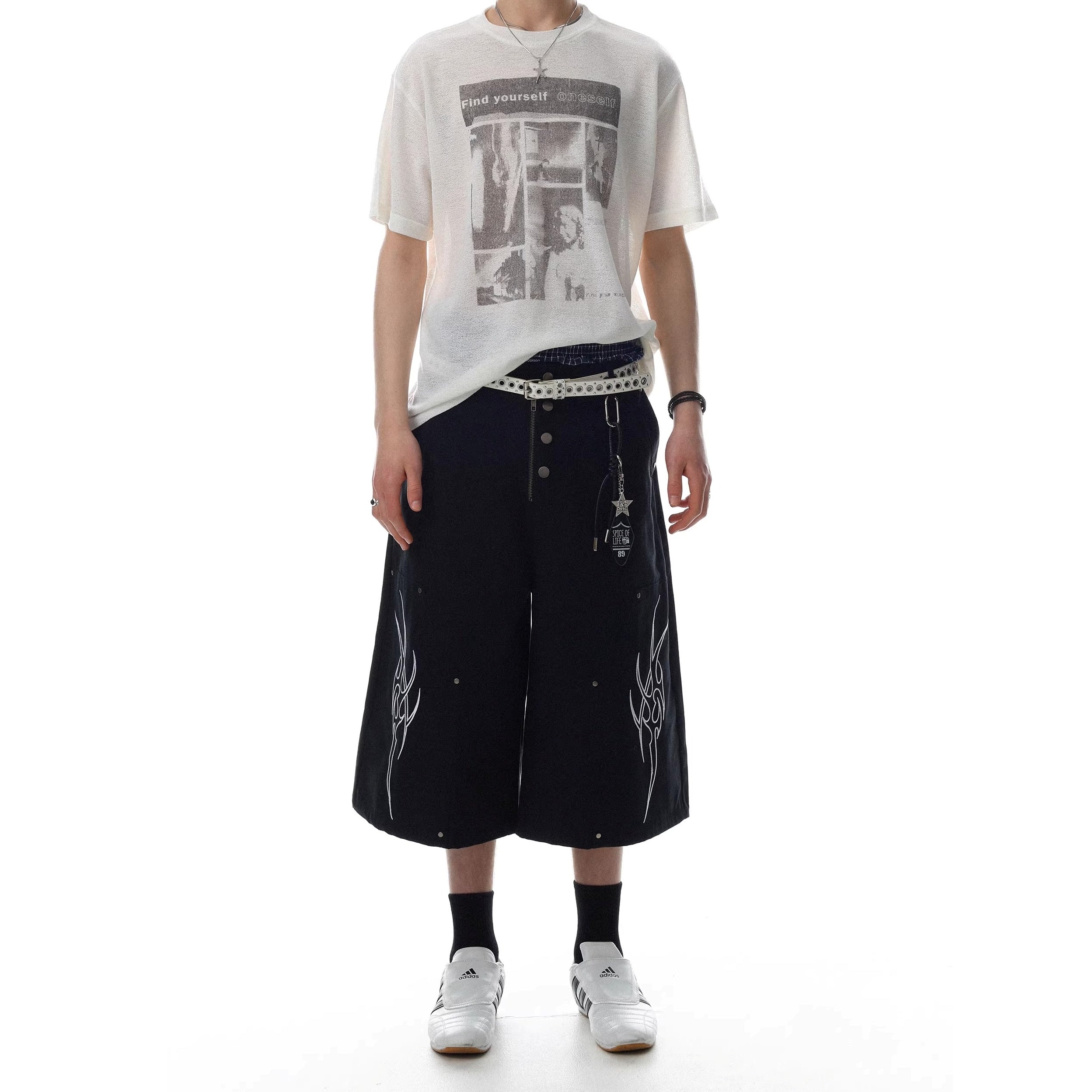 Deconstructed Design Wide-leg Cropped Pants MR8035