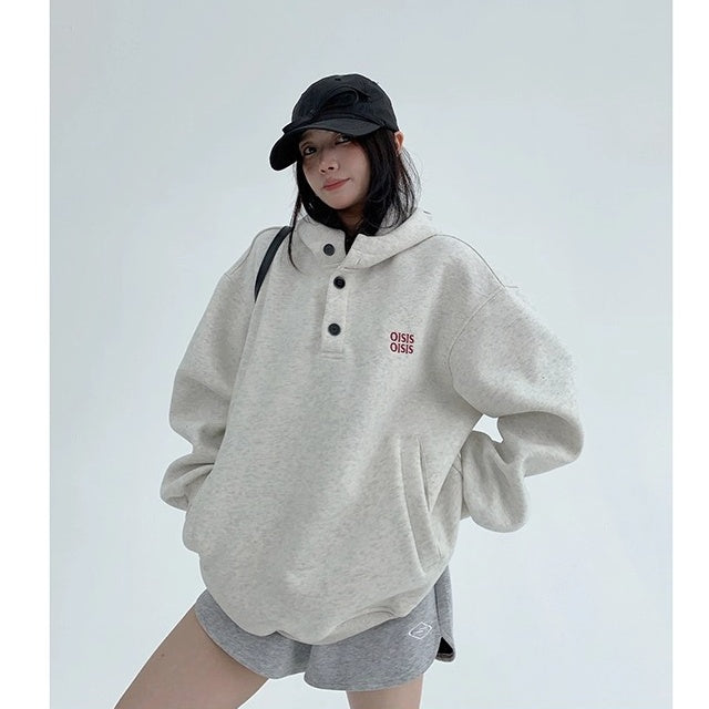 Half-Button Relaxation Hoodie OS2032